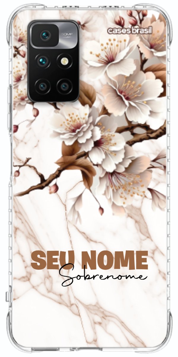 Capinha para Celular Mármore Sépia Floral
