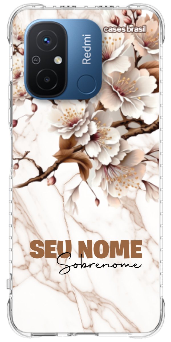 Capinha para Celular Mármore Sépia Floral