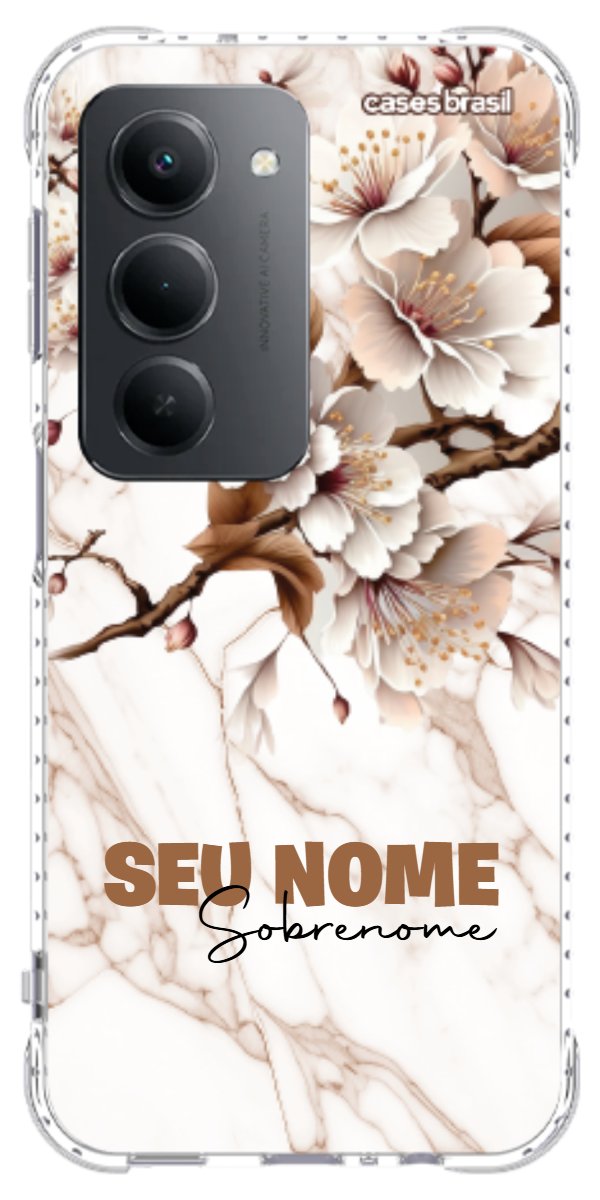 Capinha para Celular Mármore Sépia Floral