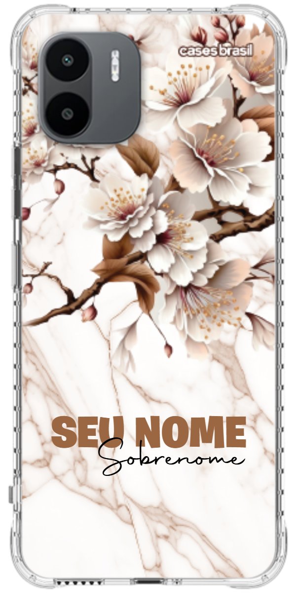 Capinha para Celular Mármore Sépia Floral
