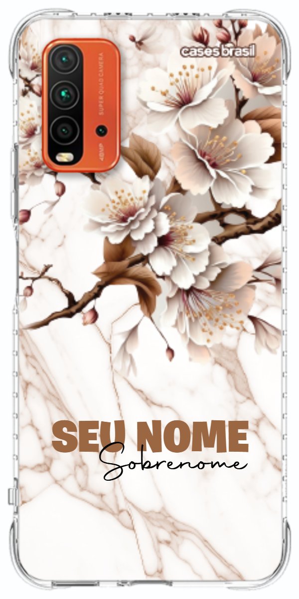 Capinha para Celular Mármore Sépia Floral