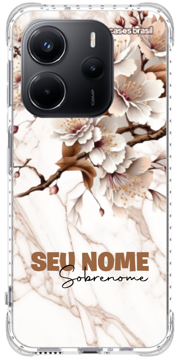 Capinha para Celular Mármore Sépia Floral