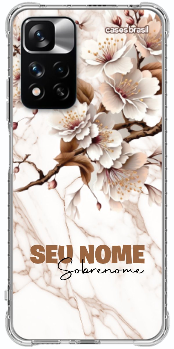 Capinha para Celular Mármore Sépia Floral
