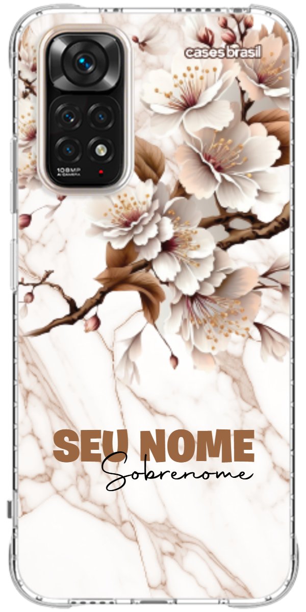 Capinha para Celular Mármore Sépia Floral