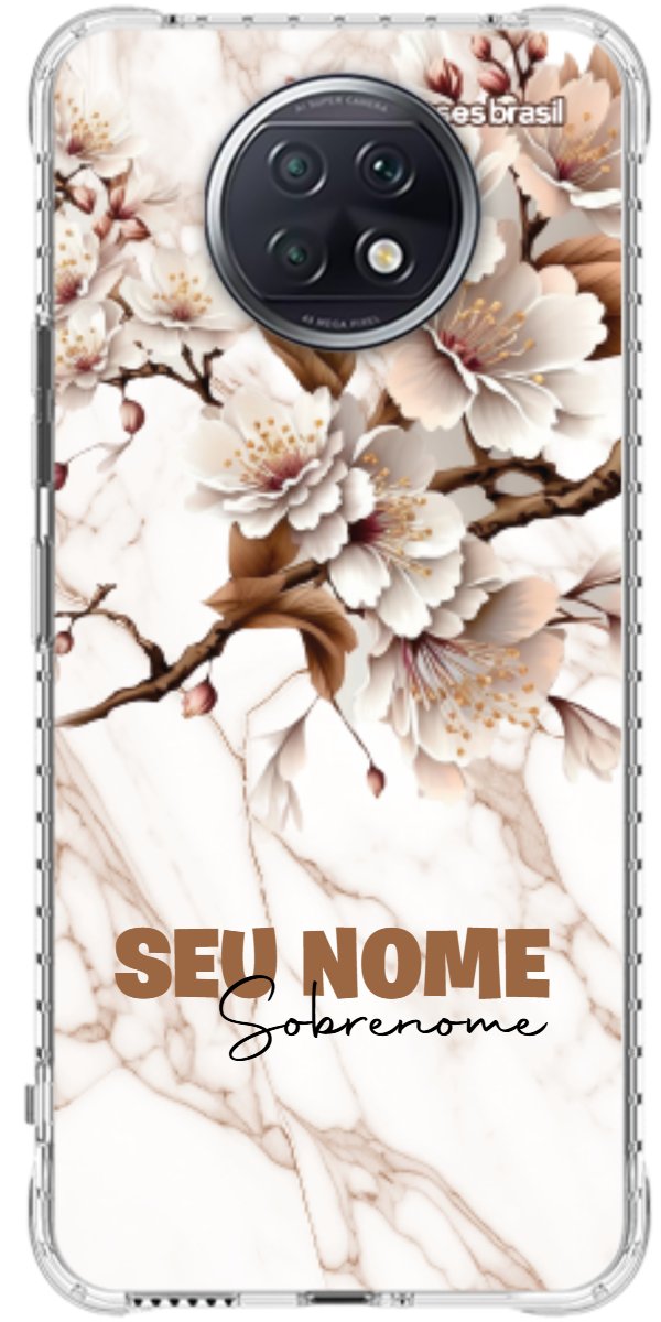 Capinha para Celular Mármore Sépia Floral