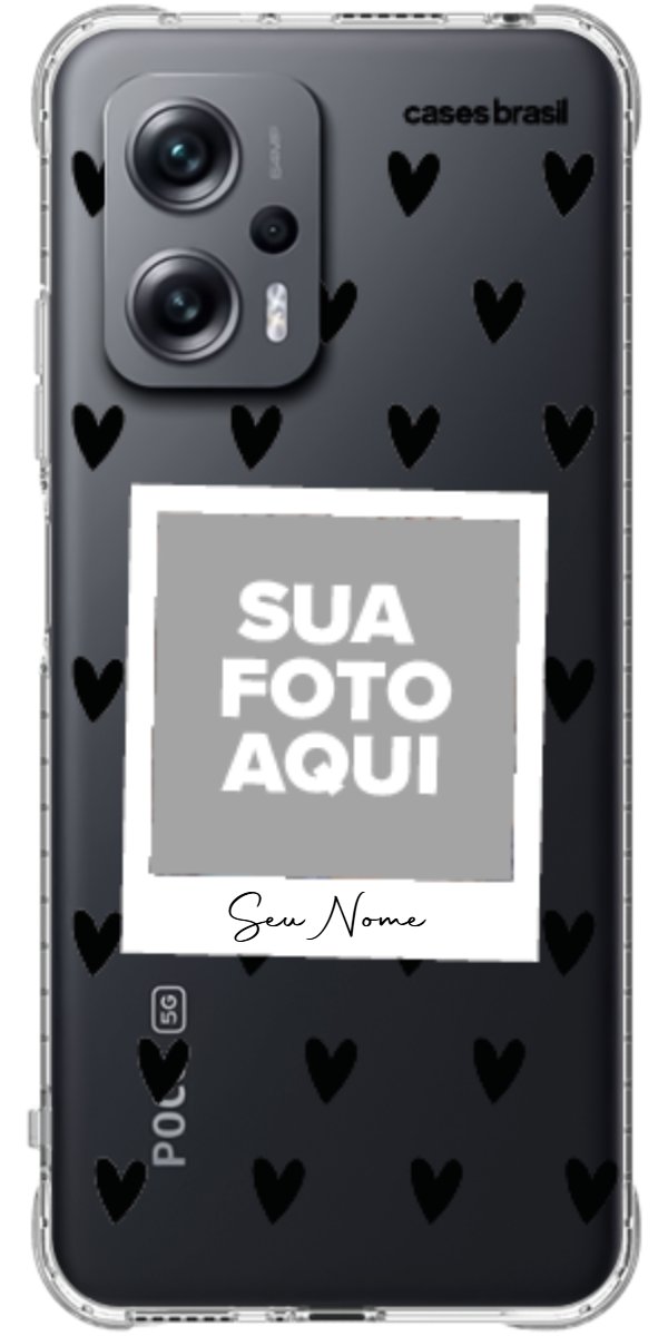 Capinha para Celular Polaroid Corações Black
