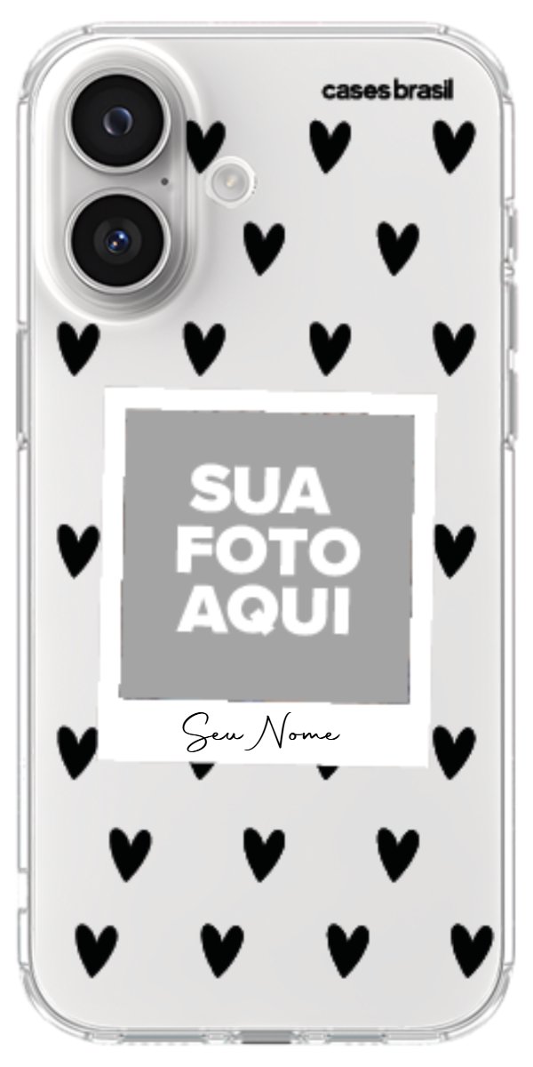 Capinha para Celular Polaroid Corações Black