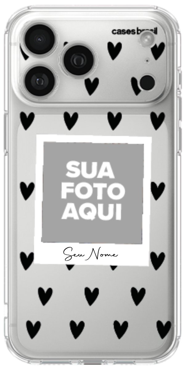 Capinha para Celular Polaroid Corações Black