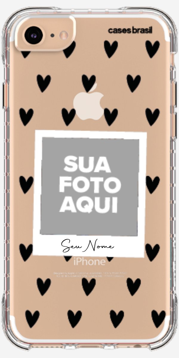 Capinha para Celular Polaroid Corações Black