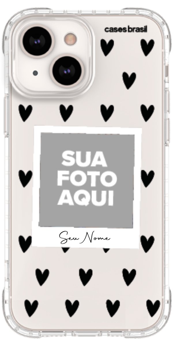 Capinha para Celular Polaroid Corações Black