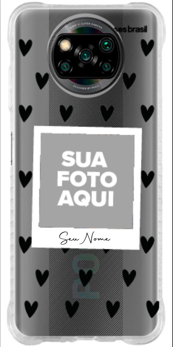 Capinha para Celular Polaroid Corações Black