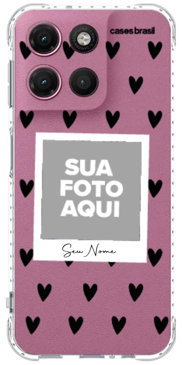 Capinha para Celular Polaroid Corações Black