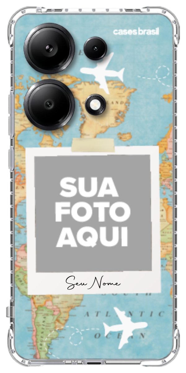 Capinha para Celular Polaroid Mapa Mundi