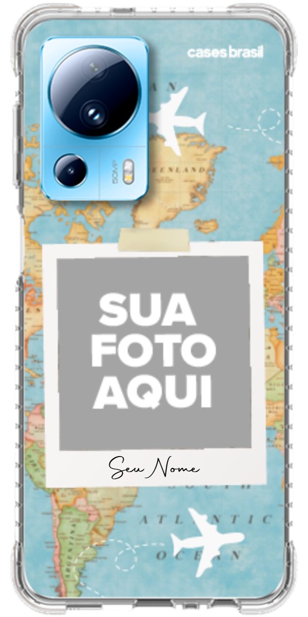 Capinha para Celular Polaroid Mapa Mundi