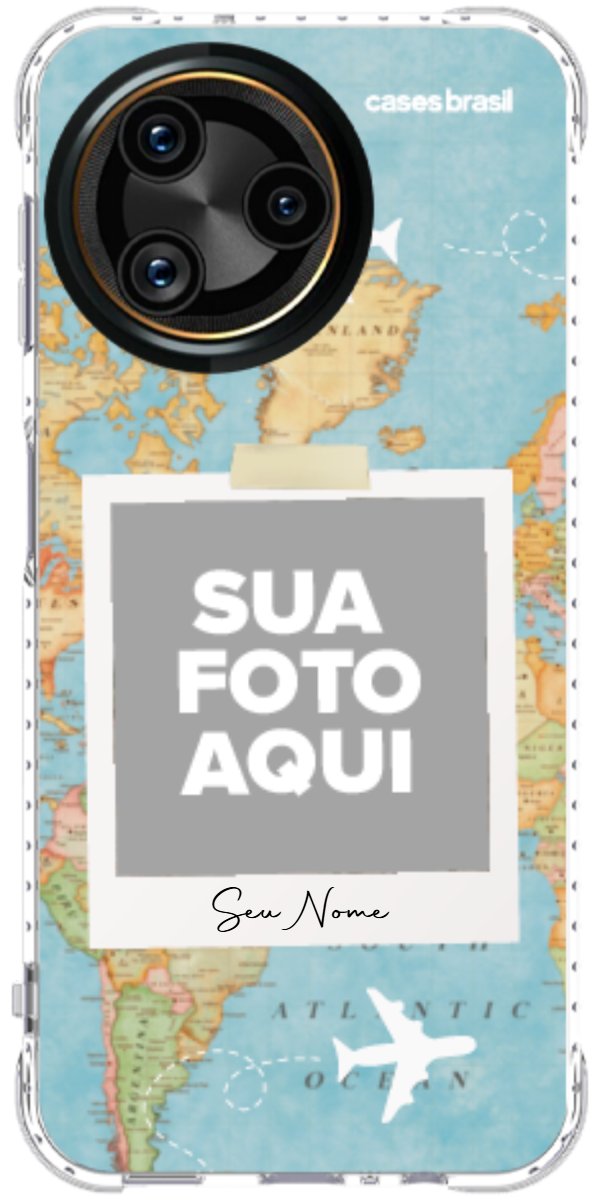 Capinha para Celular Polaroid Mapa Mundi