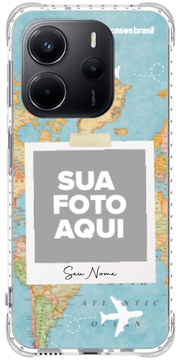 Capinha para Celular Polaroid Mapa Mundi
