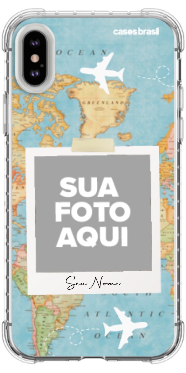 Capinha para Celular Polaroid Mapa Mundi