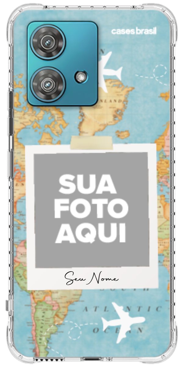 Capinha para Celular Polaroid Mapa Mundi