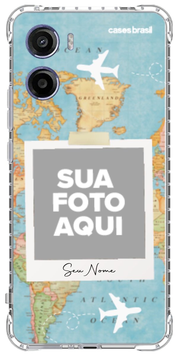 Capinha para Celular Polaroid Mapa Mundi