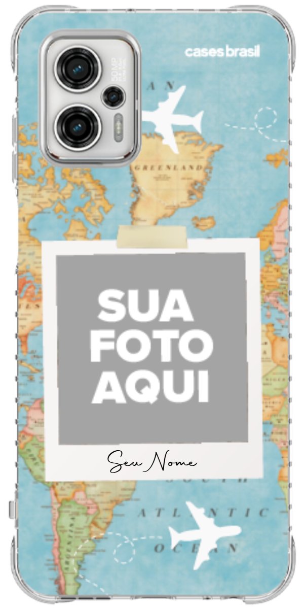 Capinha para Celular Polaroid Mapa Mundi