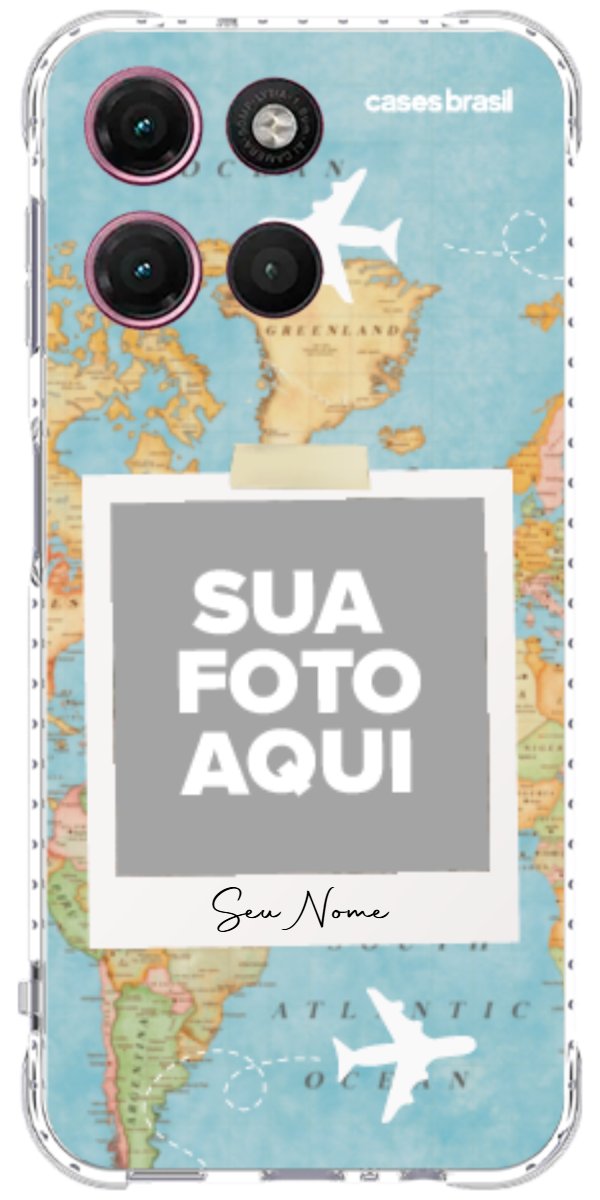 Capinha para Celular Polaroid Mapa Mundi