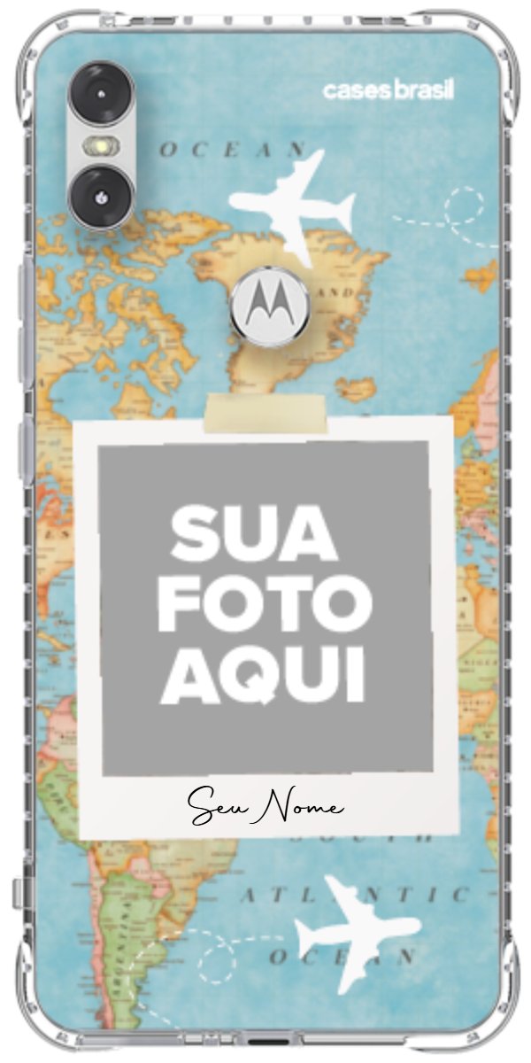Capinha para Celular Polaroid Mapa Mundi