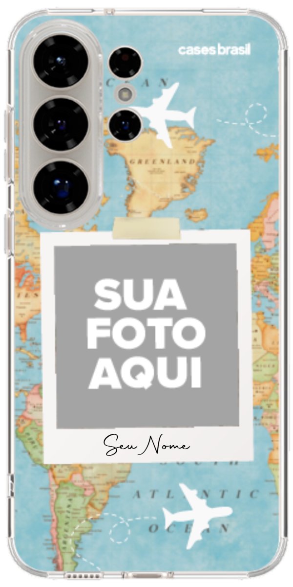 Capinha para Celular Polaroid Mapa Mundi