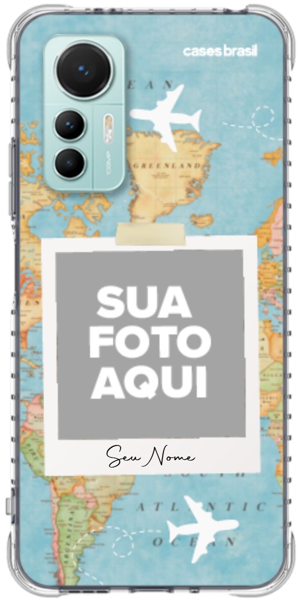Capinha para Celular Polaroid Mapa Mundi