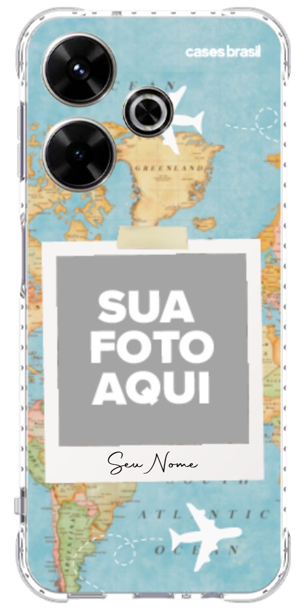 Capinha para Celular Polaroid Mapa Mundi