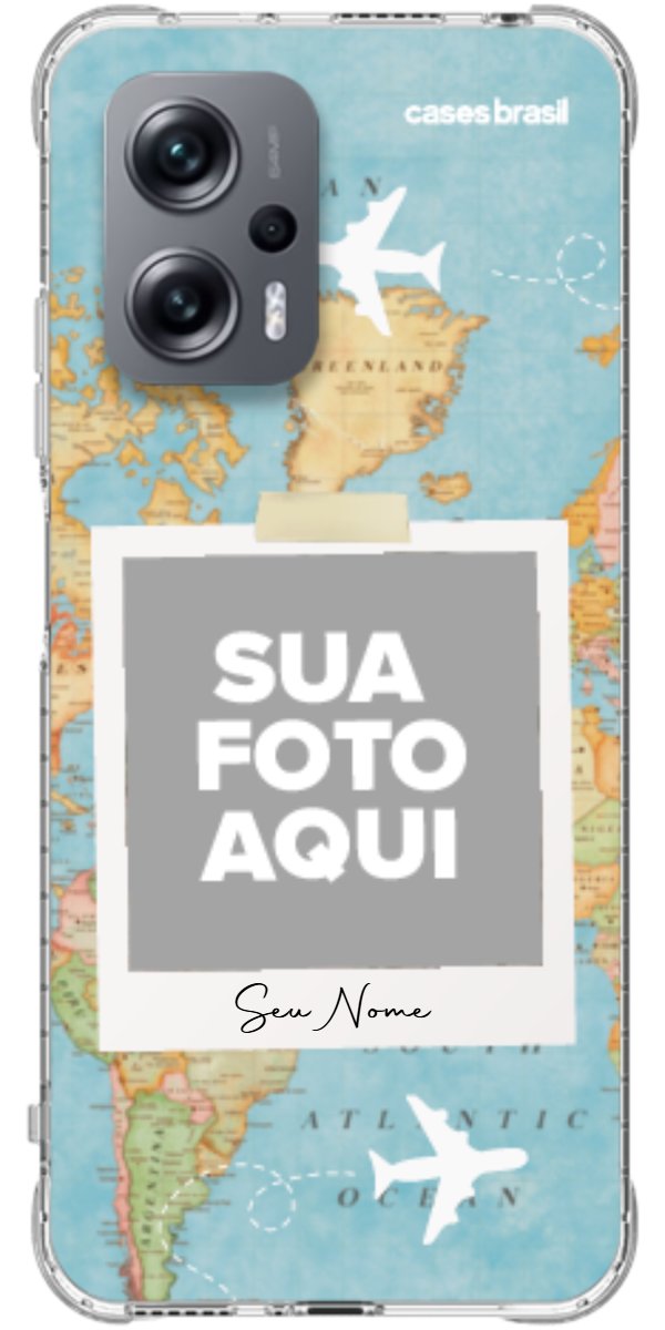 Capinha para Celular Polaroid Mapa Mundi