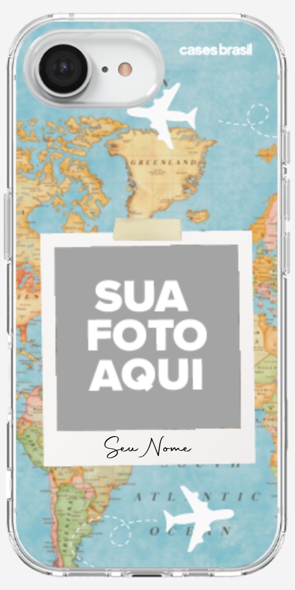 Capinha para Celular Polaroid Mapa Mundi