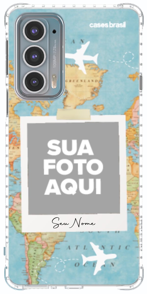Capinha para Celular Polaroid Mapa Mundi