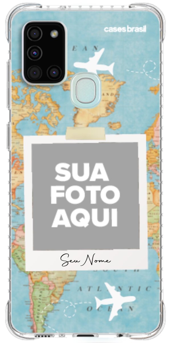 Capinha para Celular Polaroid Mapa Mundi