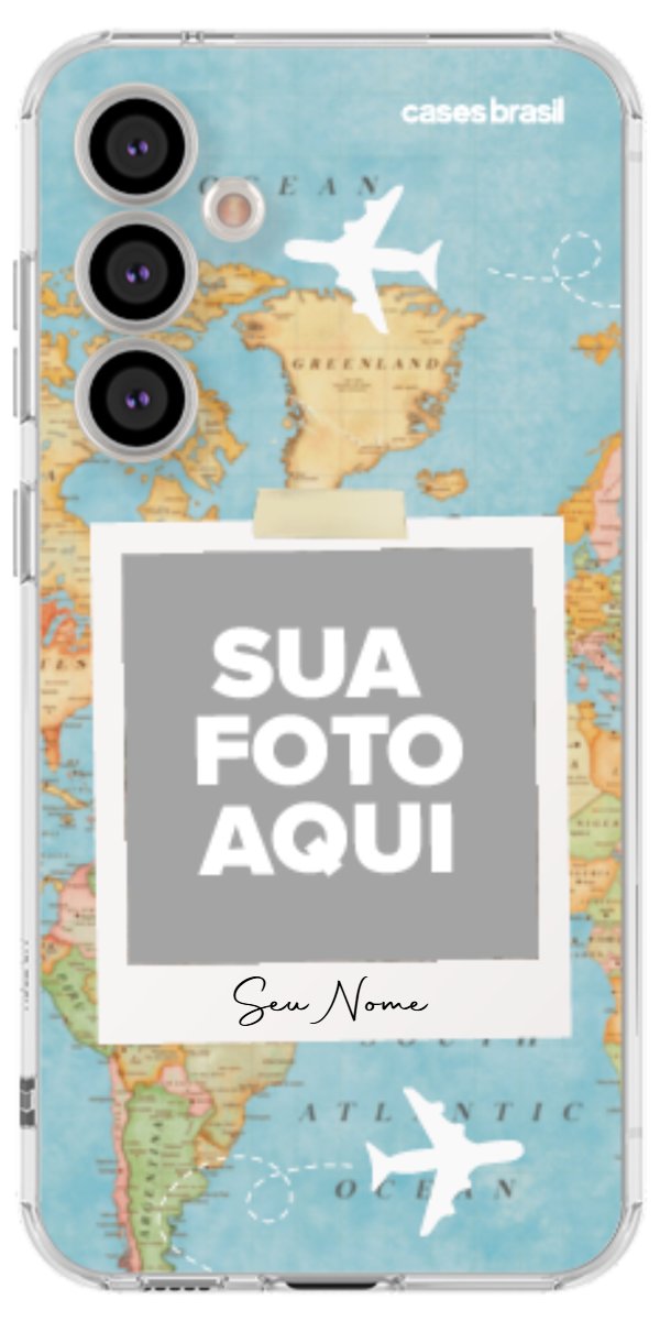 Capinha para Celular Polaroid Mapa Mundi