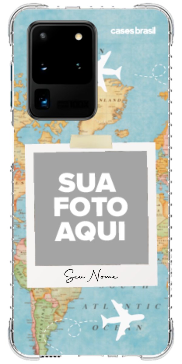 Capinha para Celular Polaroid Mapa Mundi
