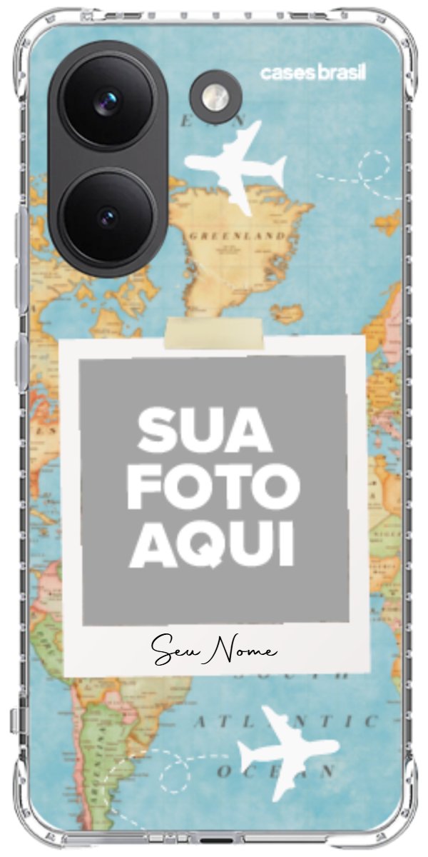 Capinha para Celular Polaroid Mapa Mundi
