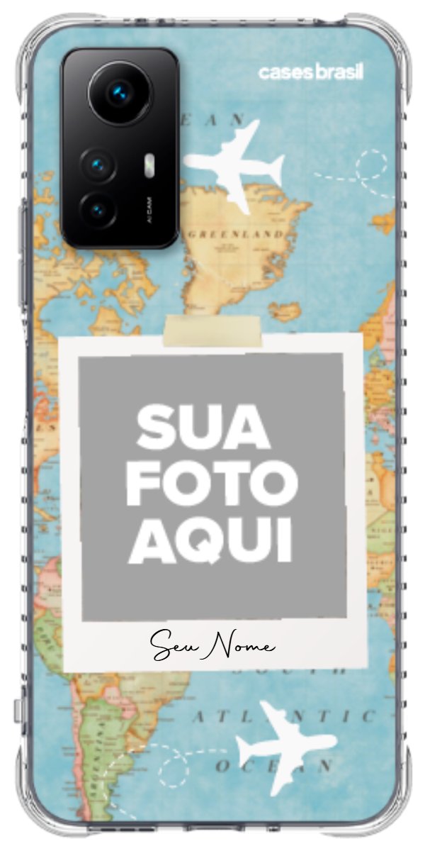 Capinha para Celular Polaroid Mapa Mundi