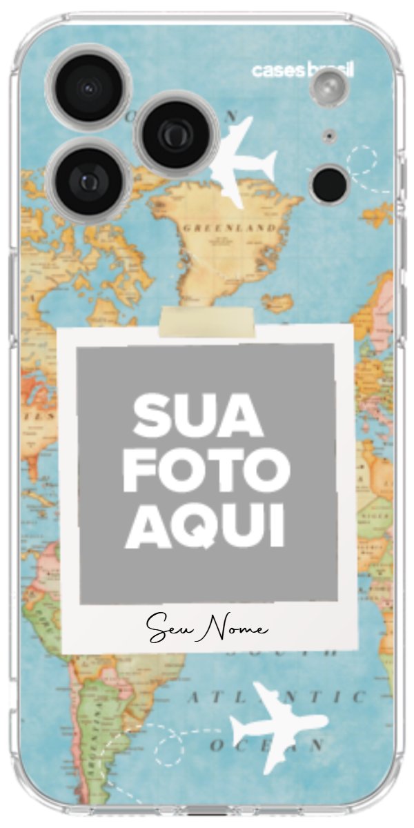 Capinha para Celular Polaroid Mapa Mundi