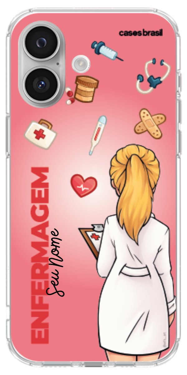 Capinha para celular Enfermagem - Boneca Profissão Com Fundo