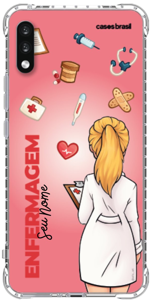Capinha para celular Enfermagem - Boneca Profissão Com Fundo