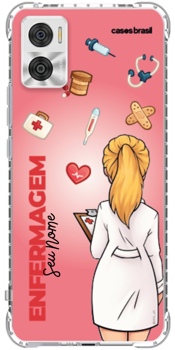 Capinha para celular Enfermagem - Boneca Profissão Com Fundo