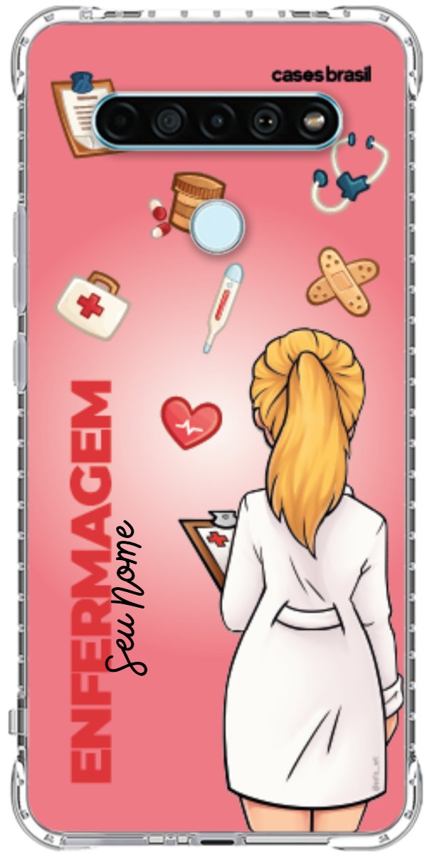 Capinha para celular Enfermagem - Boneca Profissão Com Fundo