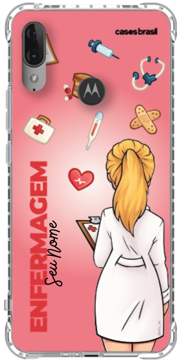 Capinha para celular Enfermagem - Boneca Profissão Com Fundo