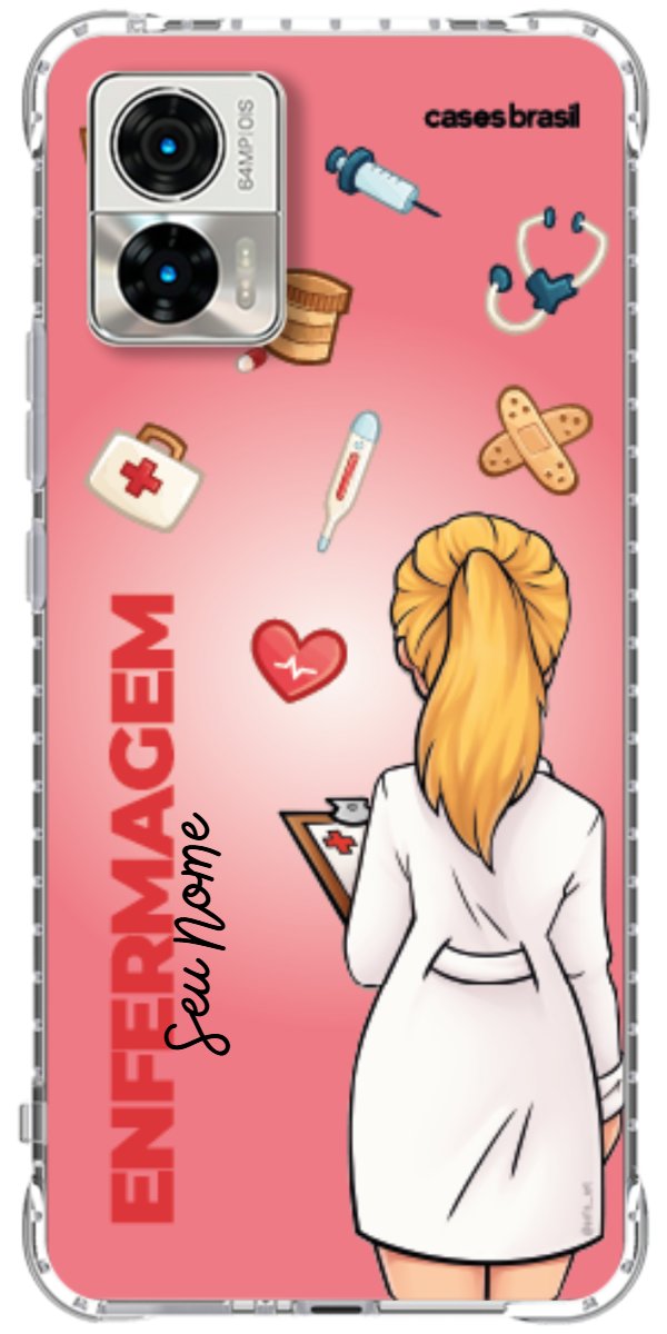 Capinha para celular Enfermagem - Boneca Profissão Com Fundo
