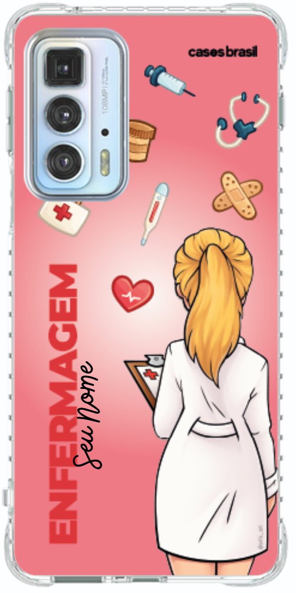 Capinha para celular Enfermagem - Boneca Profissão Com Fundo