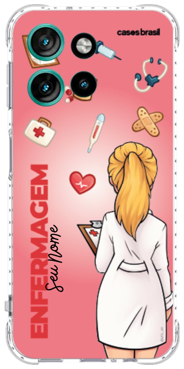 Capinha para celular Enfermagem - Boneca Profissão Com Fundo