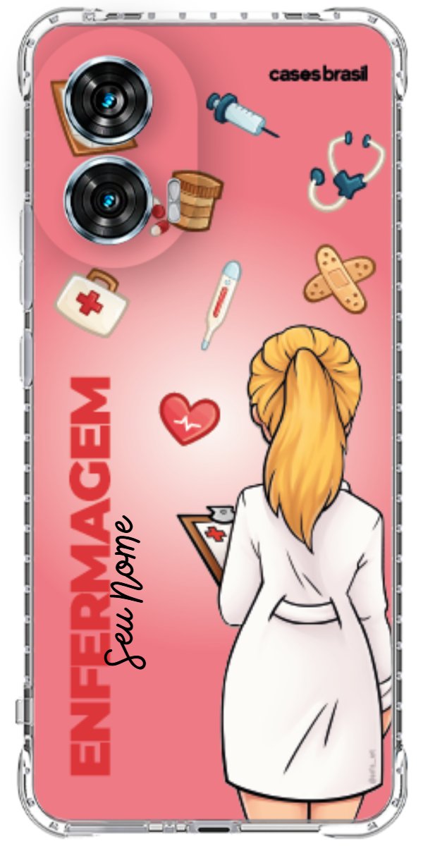 Capinha para celular Enfermagem - Boneca Profissão Com Fundo