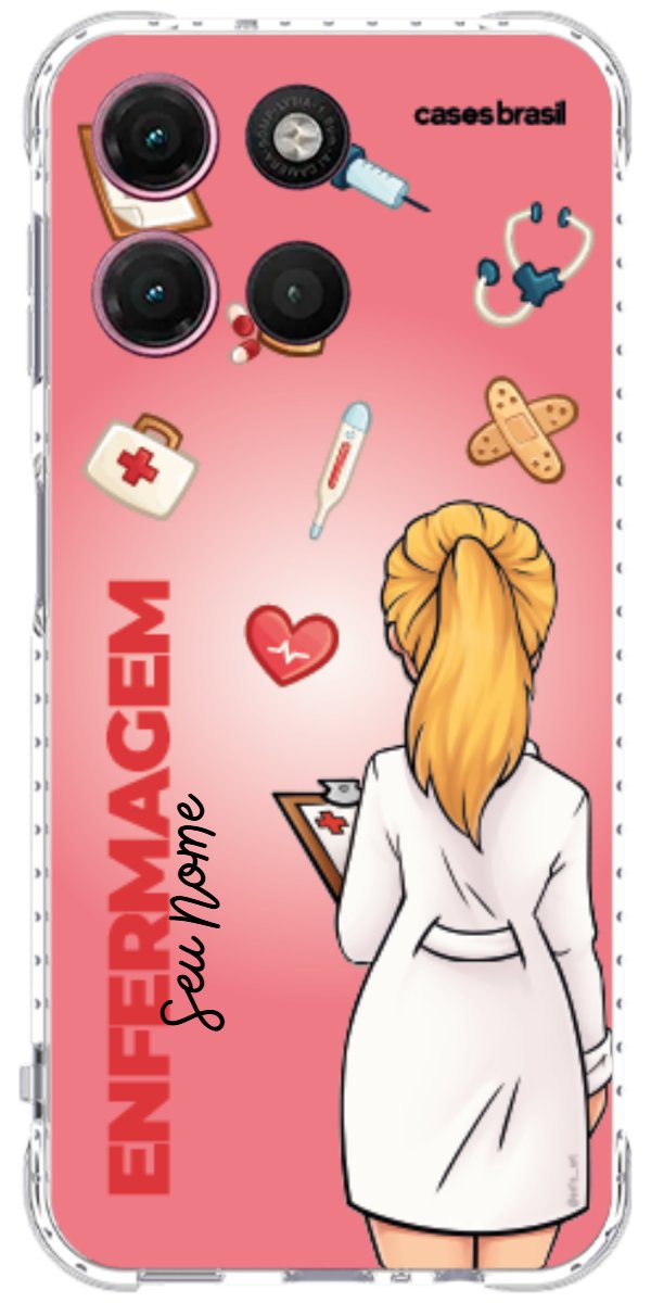 Capinha para celular Enfermagem - Boneca Profissão Com Fundo