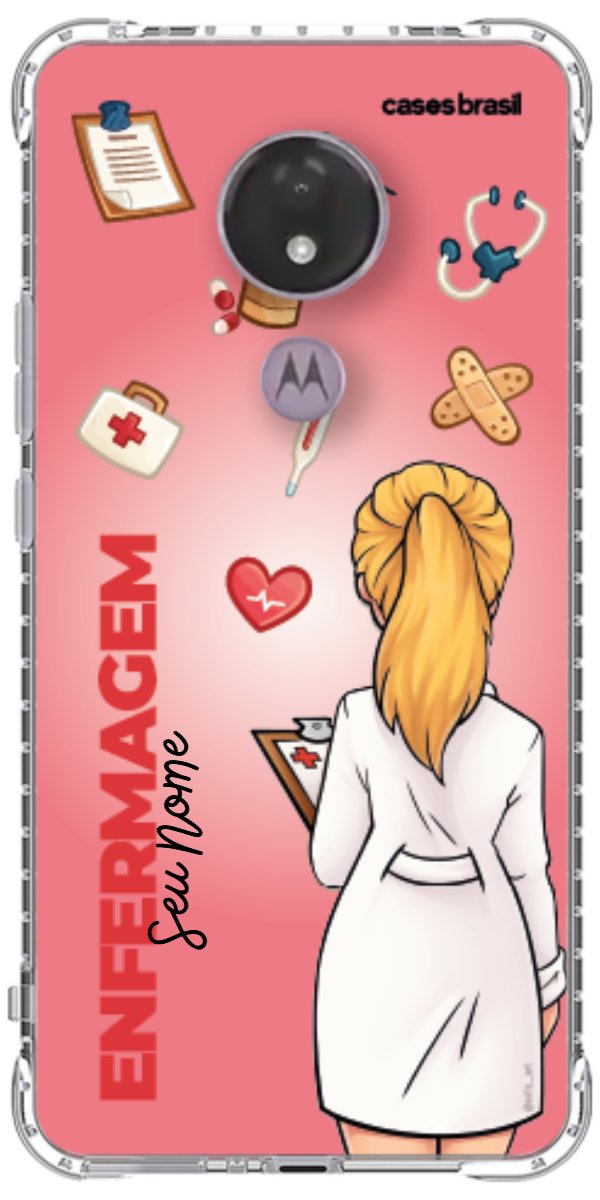 Capinha para celular Enfermagem - Boneca Profissão Com Fundo