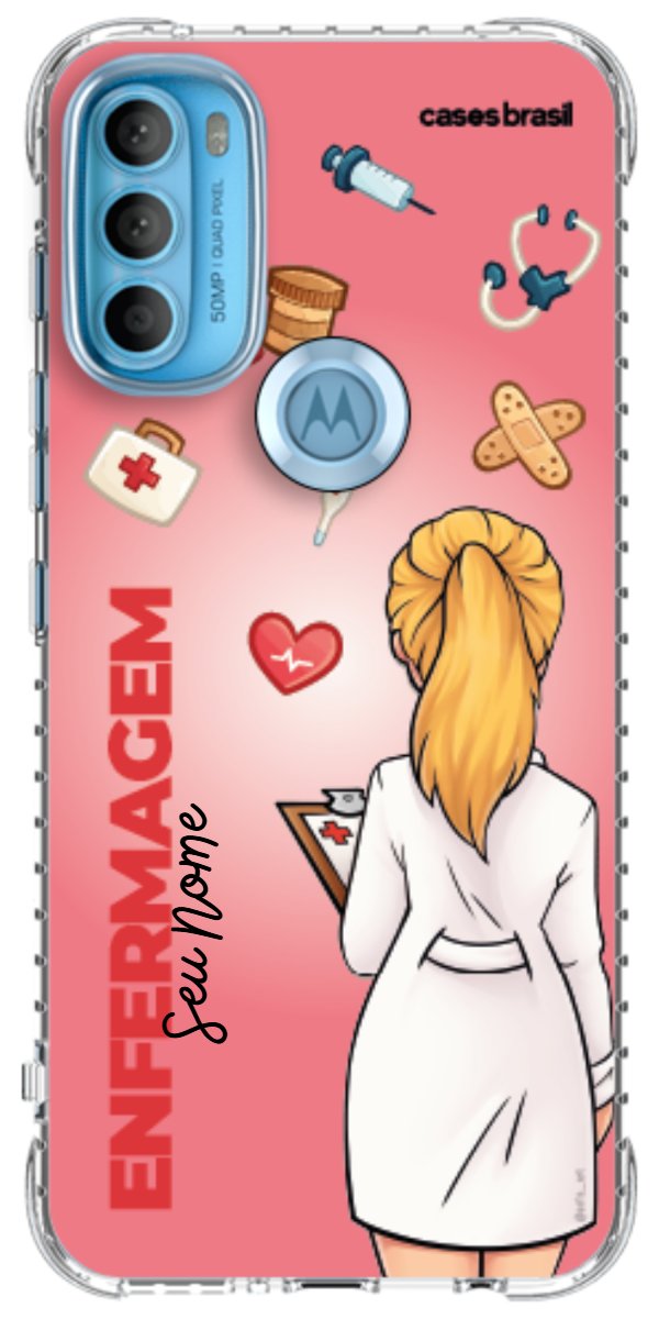 Capinha para celular Enfermagem - Boneca Profissão Com Fundo